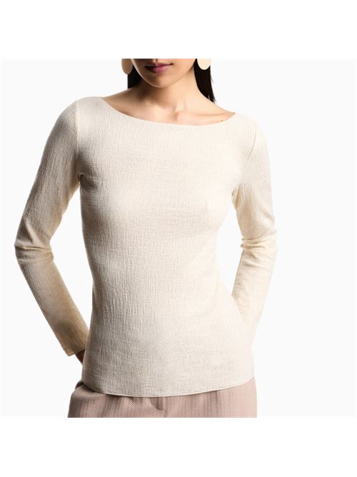 Boat neck sweater in textured jersey Emporio Armani | EW003582 AF21210.U1081